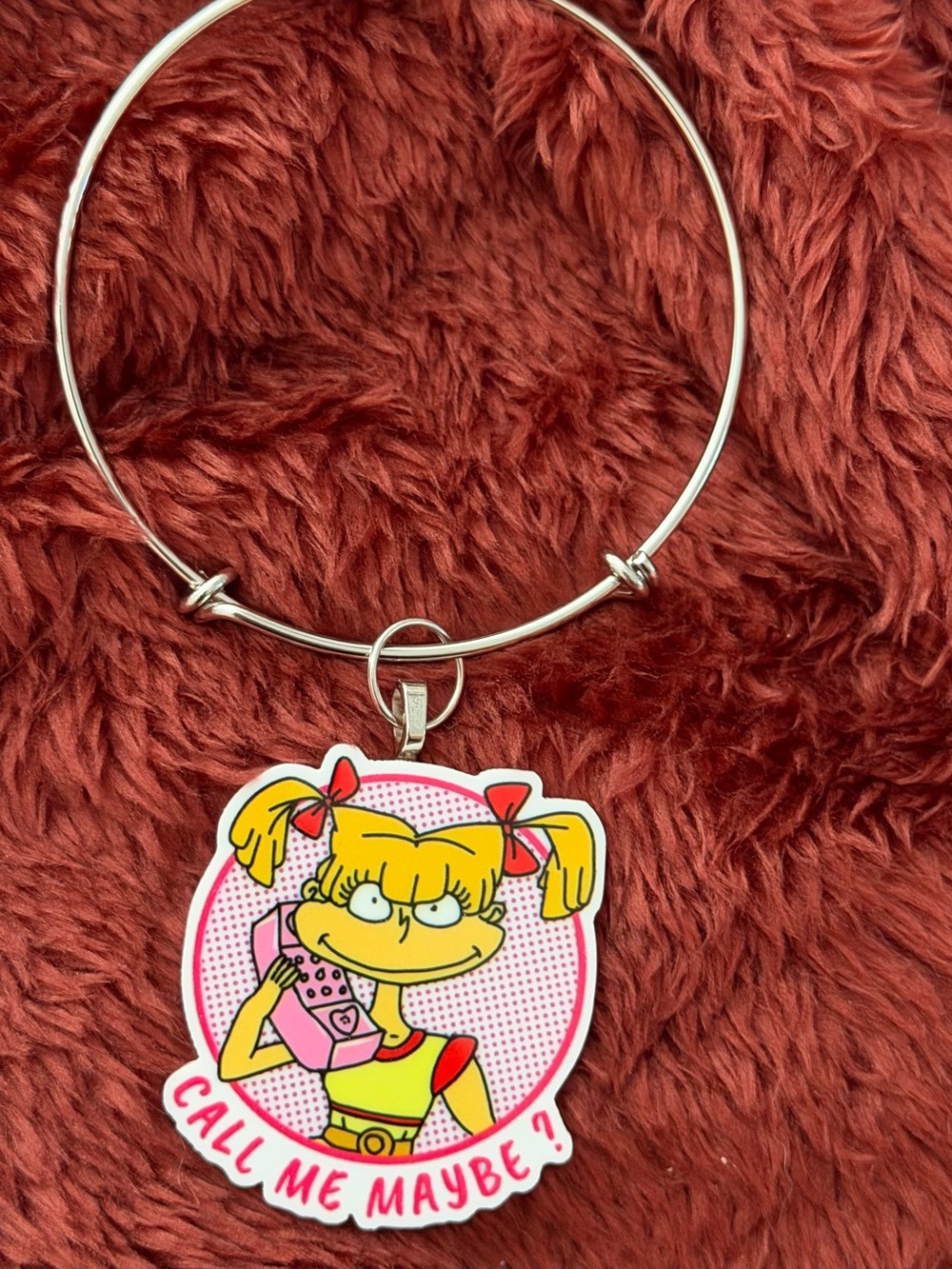 Call Me Maybe Pink Cartoon Charm Bangle